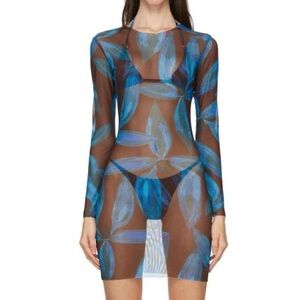Louisa Ballou brown and blue low tide mesh dress